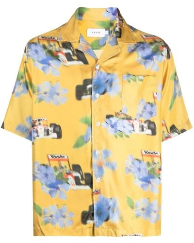 Rhude Camisa con estampado floral - Gris