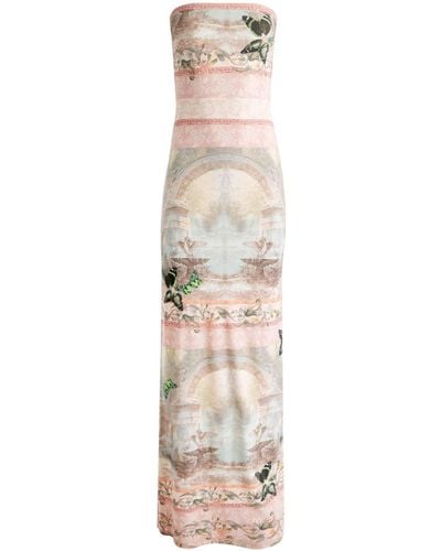 Alice + Olivia Schulterfreies Maxikleid - Natur