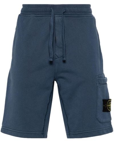 Stone Island Pantalones cortos de chándal con distintivo Compass - Azul