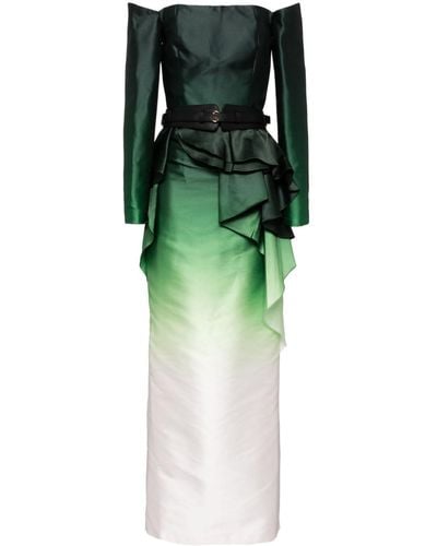 Saiid Kobeisy One-shoulder Gradient Dress - Green
