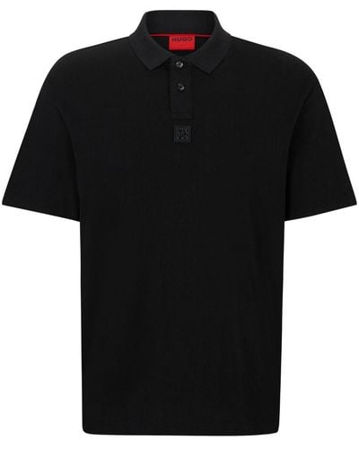 HUGO Logo-appliqué Cotton Polo Shirt - Black