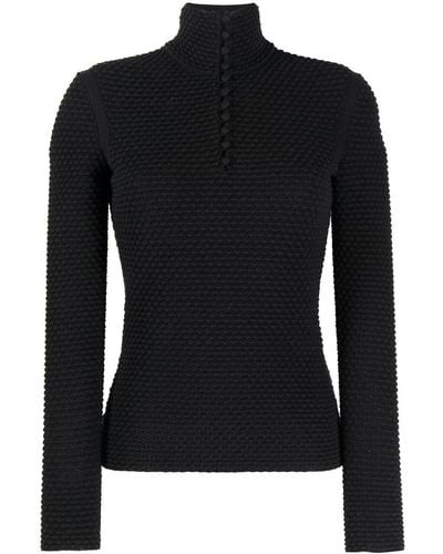 Ferragamo Buttoned Open-knit Jumper - Black