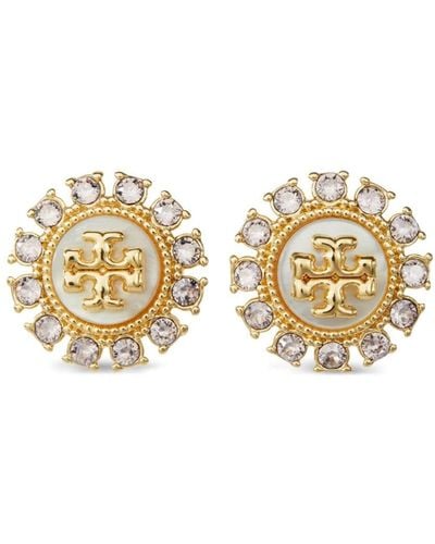 Tory Burch Kira Crystal-embellishment Stud Earrings - Metallic