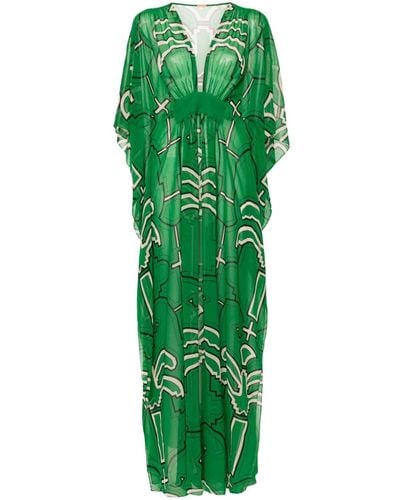 Johanna Ortiz Secret Garden Georgette Maxi Dress - Green