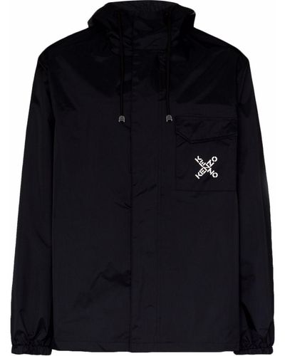 KENZO Houndstooth-pattern Hooded Jacket in Black for Men | Lyst