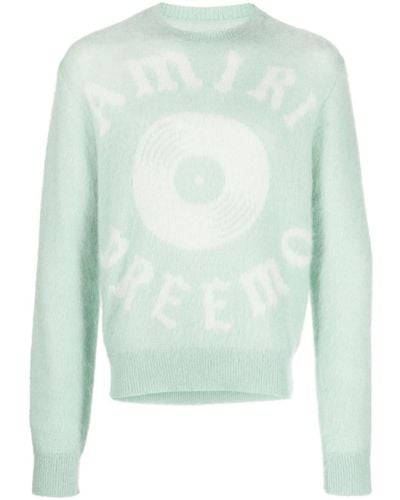Amiri Gerippter Pullover mit Logo - Grün