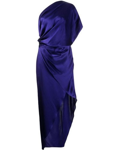Michelle Mason Draped Silk Midi Dress - Blue