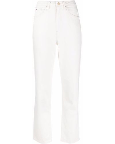 Tommy Hilfiger Logo Embroidered Wide-leg Jeans - White