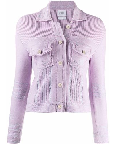 Barrie Distressed Ribbed-knit Jacket - Purple