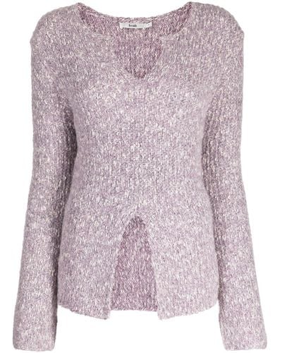 B+ AB Front-slit Mélange Sweater - Purple