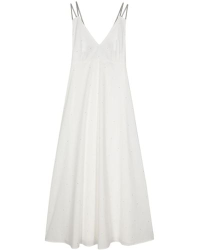 Peserico Rhinestone-embellished Maxi Dress - White