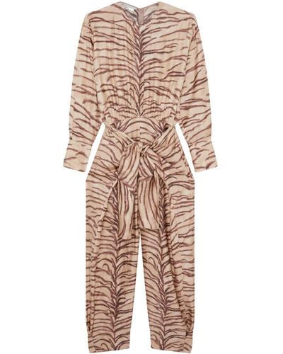 Stella McCartney Tiger-print Organic-silk Jumpsuit - Natural