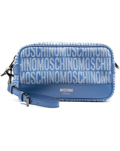 Moschino Logo-jacquard Denim Makeup Bag - Blue