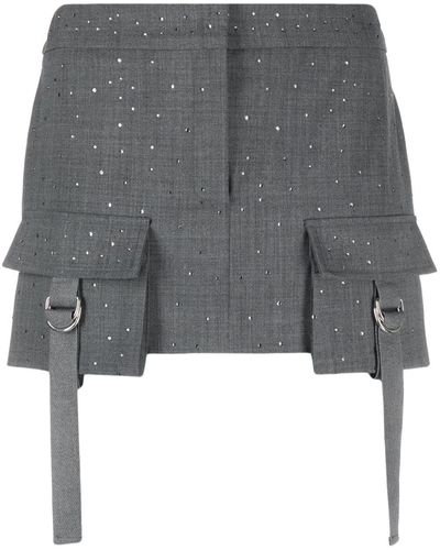 Blumarine X Modes Rhinestone-embellished Miniskirt - Gray