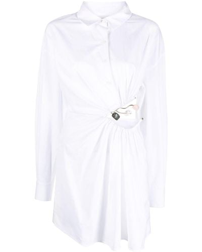 Christopher Esber Folia Gemstone-detail Cut-out Shirt Dress - White
