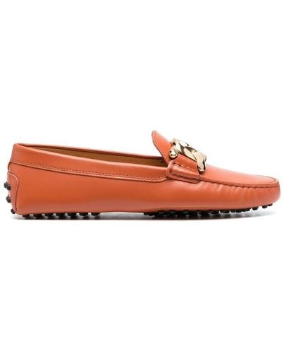 Tod's Chain Link-detail Leather Loafers - Orange