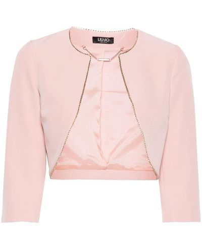 Liu Jo Rhinestone-trim Cropped Jacket - Pink