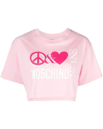 Moschino Jeans T-shirt Met Logoprint - Roze