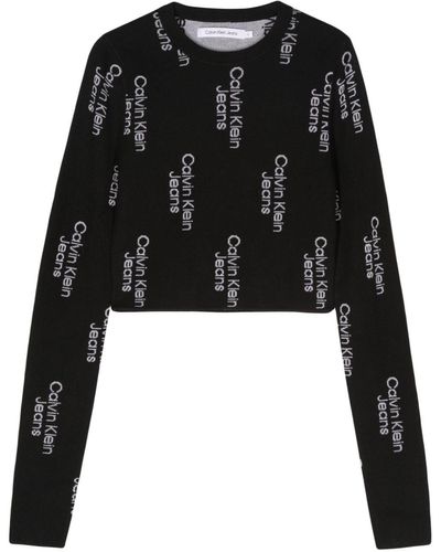 Calvin Klein ロゴジャカード セーター - ブラック