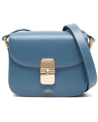 A.P.C. Mini Grace Leather Shoulder Bag - Blue