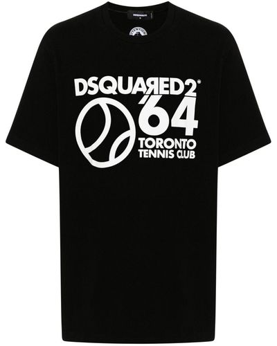DSquared² T-Shirt mit "Tennis Club"-Print - Schwarz