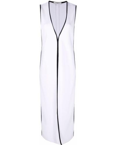 Charlott Cardigan mi-long à design sans manches - Blanc