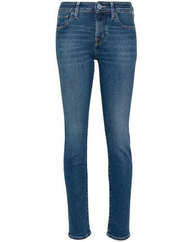 Jacob Cohen Logo-embroidered tapered jeans - Blu