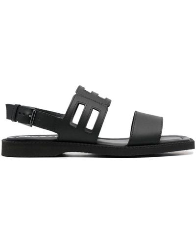 Hogan Cut-out Leather Sandals - Black