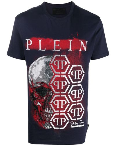 Philipp Plein Logo Print T-shirt - Blue