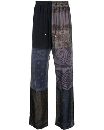 Marine Serre Bandana-print Panel Silk Pants - Blue