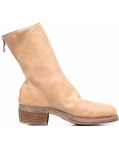 Guidi High Leather Ankle Boots - Natural