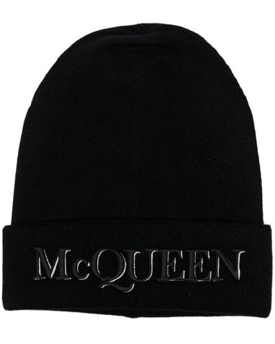 Alexander McQueen Logo-Embroidered Beanie - Black