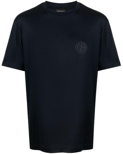Giorgio Armani T-shirt en coton à logo brodé - Noir