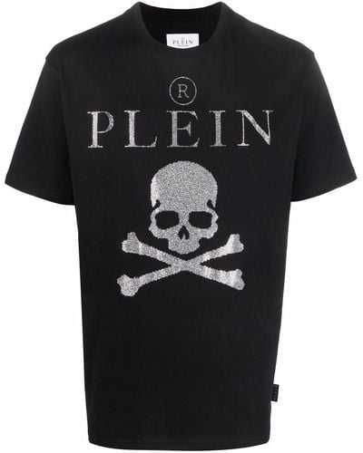 Philipp Plein T-shirt Verfraaid Met Kristallen - Zwart