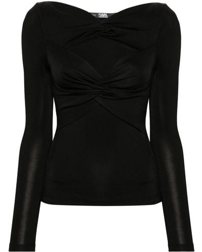 Karl Lagerfeld Twisted Cut-out Top - Black