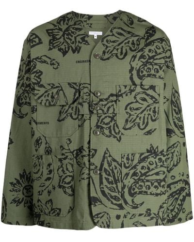 Engineered Garments Shirtjack Met Bloemenprint - Groen