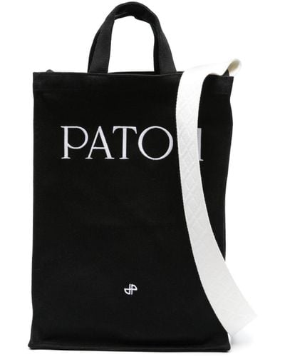 Patou Logo-embroidered Tote Bag - Black
