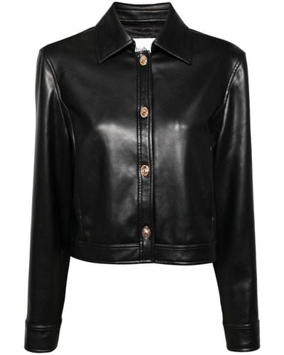 B+ AB Faux-leather Shirt Jacket - Black