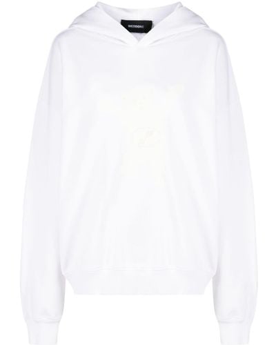 we11done New Teddy Logo Cotton Hoodie - White