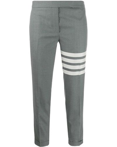 Thom Browne Plain Weave 4-bar Skinny Trousers - Grey