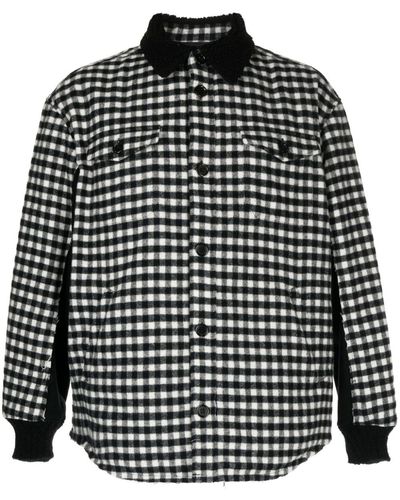 Undercover Gingham-check Flannel Shirt Jacket - Black