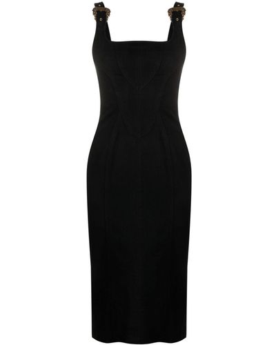 Versace Buckle-strap Midi Dress - Black
