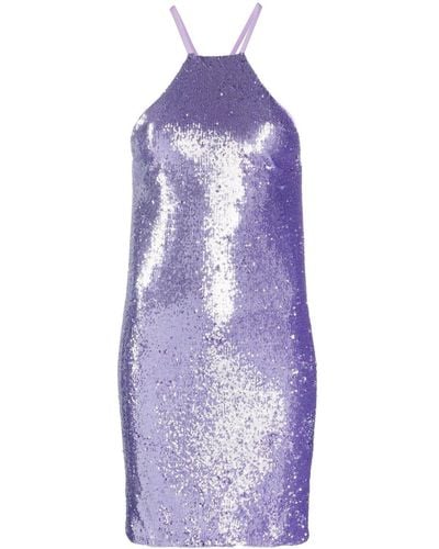 The Attico Sequin-embellished Open-back Dress - Purple
