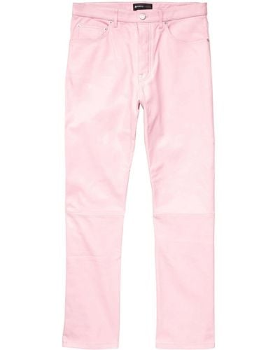 Purple Brand Straight-leg Leather Pants - Pink
