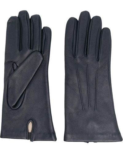 Mackintosh Handschuhe mit Ziernähten - Blau