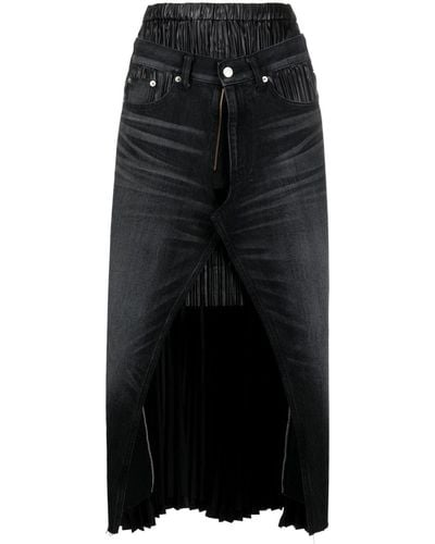 Junya Watanabe X Levis Deconstructed Pleated Denim Skirt - Black