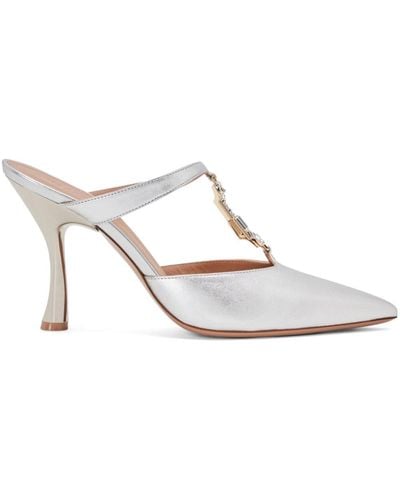 Malone Souliers Embellished Leather Mules - White