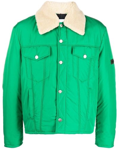 Ambush Shearling-trim Logo-patch Jacket - Green