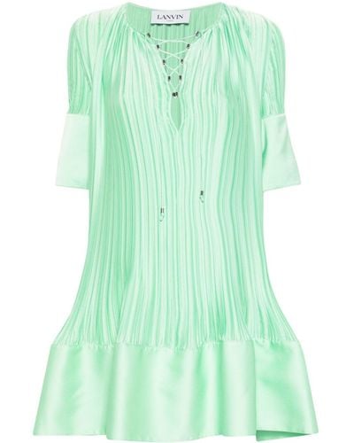 Lanvin Cascade-effect Plissé Mini Dress - Green