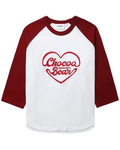 Chocoolate T-Shirt mit Logo-Stickerei - Rot